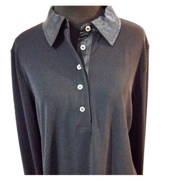NWT LIZ CLAIBORNE BLACK LONG-SLEEVE BLOUSE - Picture 1 of 6